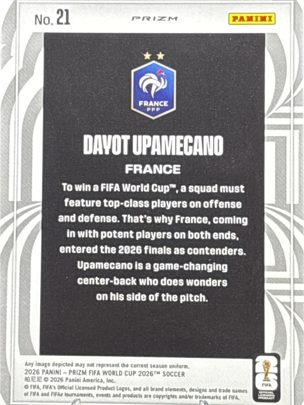 Panini Screamers Dayot Upamecano Soccer Card - Prizm